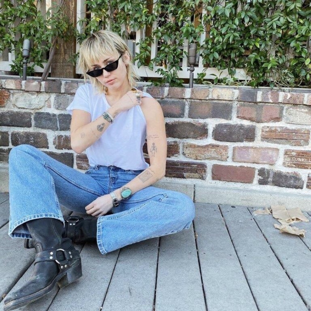 MILEY CYRUS Frye Harness 12R Black Cavalry Moto Square Toe Leather Cowboy Boot - Picture 8 of 16